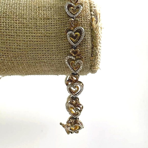 SUN ROSE GOLD-PLATED STERLING SILVER 7.50 INCH BRACELET DIAMOND X40 13.1G - Picture 5 of 14